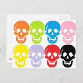 mehrfarbige Schädel Postkarte (Vorne/Hinten)