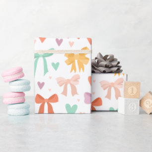Mehrfarbige Schleifen & Herzen Geschenkpapier