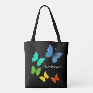 Mehrfarbige Schmetterlinge auf schwarz Tasche
