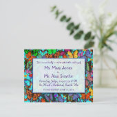 Mehrfarbige Schmetterlinge Einladungen rechteckig (Stehend Vorderseite)