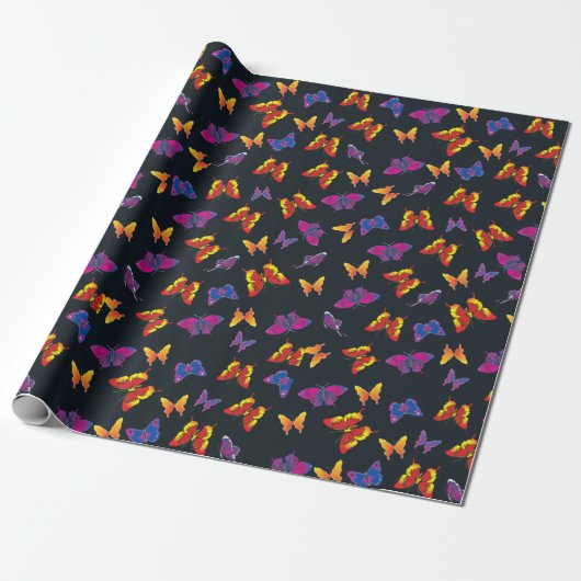 Mehrfarbige Schmetterlinge Geschenkpapier (Ungerollt)