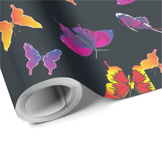 Mehrfarbige Schmetterlinge Geschenkpapier (Rolleneckpunkt)