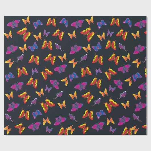 Mehrfarbige Schmetterlinge Geschenkpapier (Flach)