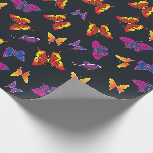 Mehrfarbige Schmetterlinge Geschenkpapier (Ecke)