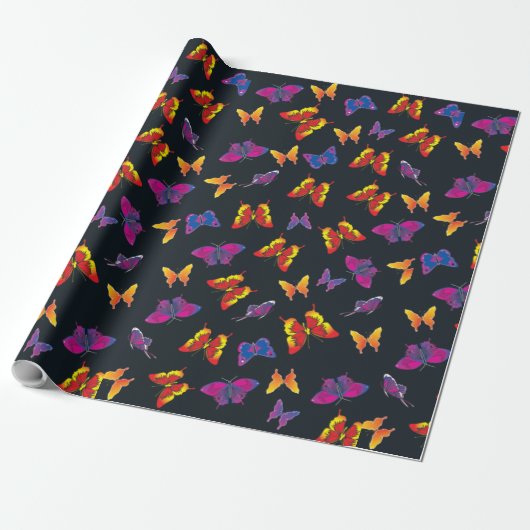 Mehrfarbige Schmetterlinge Geschenkpapier (Ungerollt)