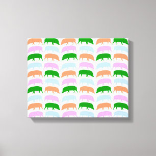 Mehrfarbige Schweine Rosa Blau Grün Orange Leinwan Leinwanddruck