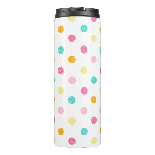 Mehrfarbige Scribble-Punkte mit Monogramm Thermosbecher (Rückseite)