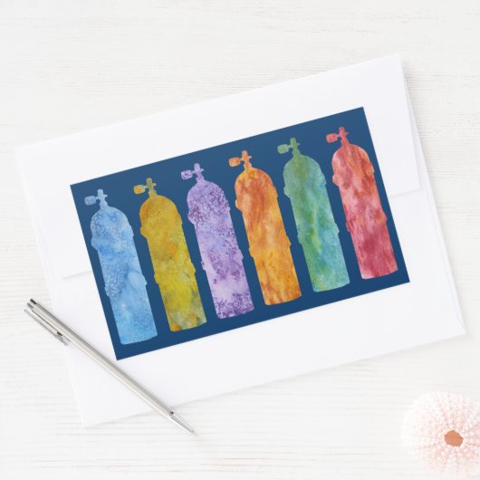 Mehrfarbige SCUBA Tanks Rechteckiger Aufkleber (Umschlag)