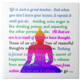 mehrfarbige Silhouette Buddhas mit Sprichworten Fliese