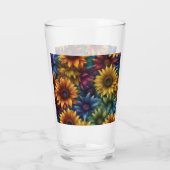 Mehrfarbige Sonnenblumen #4 Glas (Rückseite)