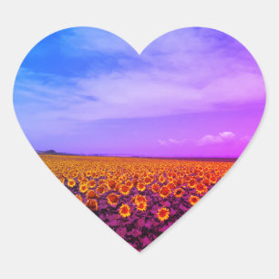 mehrfarbige Sonnenblumenkleber Herz-Aufkleber