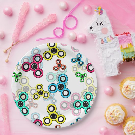 mehrfarbige Spinner Pappteller (Party)