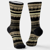 mehrfarbige Spitze auf schwarzem Gold, gelb Socken (Gewinkelt)