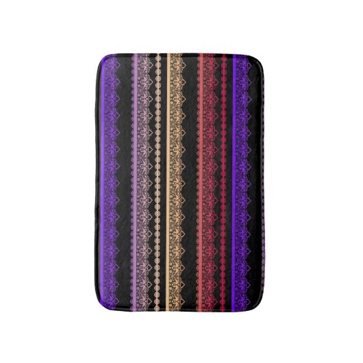 mehrfarbige Spitze schwarz Badematte (Vorderseite Vertikal)