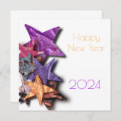 Mehrfarbige Sterne mit Schatten - Neues Jahr (Vorne/Hinten)