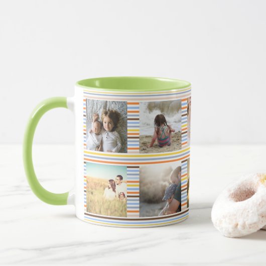 Mehrfarbige Streifen des Spaßes und Tasse (Mit Donut)