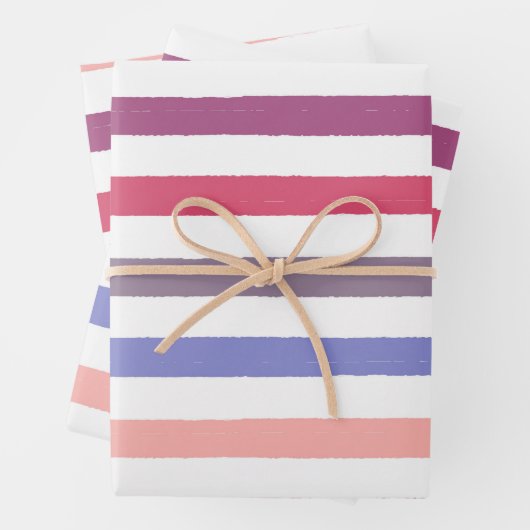 mehrfarbige Streifen Geschenkpapier Set (Beispiel)