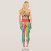 Mehrfarbige Streifen mit Gold Yoga Capris (Rückseite)