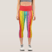 Mehrfarbige Streifen mit Gold Yoga Capris (Vorderseite)