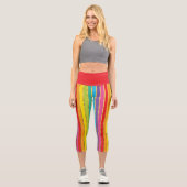 Mehrfarbige Streifen mit Gold Yoga Capris (Vorderseite)