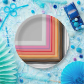 mehrfarbige Streifen und Quadrate Pappteller (Party)