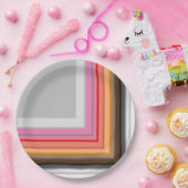 mehrfarbige Streifen und Quadrate Pappteller (Party)