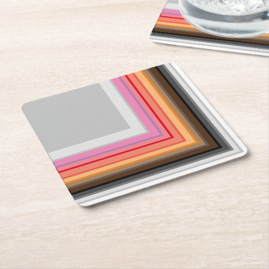 mehrfarbige Streifen und Quadrate Rechteckiger Pappuntersetzer (angewinkelt)