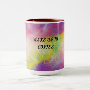 Mehrfarbige Tasse mit zwei Tönen.