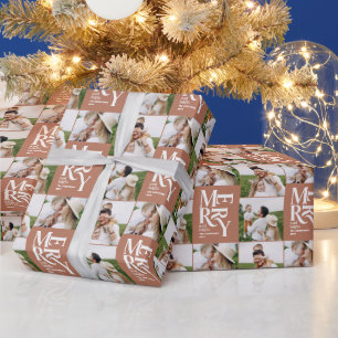 Mehrfarbige Terracotta-Typografie mit modernem Fot Geschenkpapier