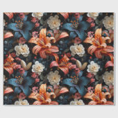 Mehrfarbige Tiger-Lilien auf dunklem Hintergrund Geschenkpapier (Flach)