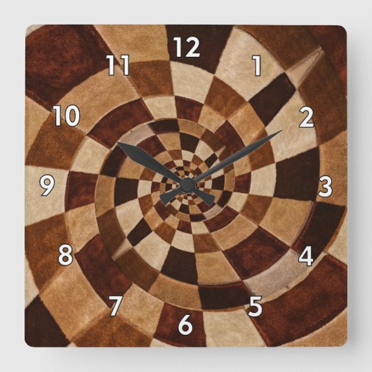 Mehrfarbige Tone-Spiralen Quadratische Wanduhr (Vorderseite)