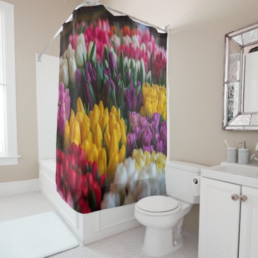 mehrfarbige Tulips Duschvorhang (Beispiel)