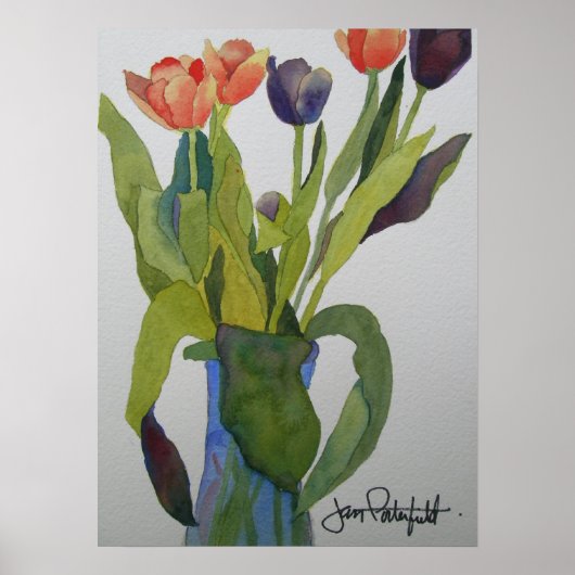 Mehrfarbige Tulips Print Poster (Vorne)