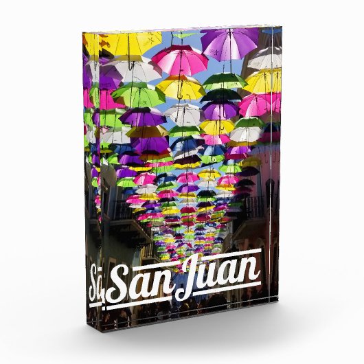 Mehrfarbige Umbrellas Fortaleza Street San Juan Fotoblock (Links)