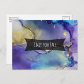 Mehrfarbige und goldene Alkoholtinte I Miss Your F Postkarte (Vorne/Hinten)