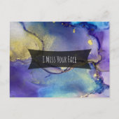 Mehrfarbige und goldene Alkoholtinte I Miss Your F Postkarte (Vorderseite)