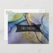 Mehrfarbige und goldene Alkoholtinte I Miss Your F Postkarte (Vorne/Hinten)