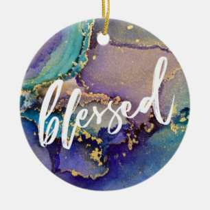 Mehrfarbige und goldmarmorierte flüssige Kunst ges Keramik Ornament