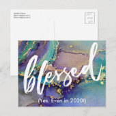 Mehrfarbige und goldmarmorierte flüssige Kunst ges Postkarte (Vorne/Hinten)