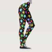 Mehrfarbige und schimmernde Goldstars auf schwarz Leggings (Rechts)