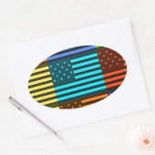 Mehrfarbige US-Flagge mit überprüfter Vektorgrafik Ovaler Aufkleber (Umschlag)