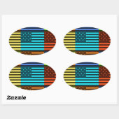 Mehrfarbige US-Flagge mit überprüfter Vektorgrafik Ovaler Aufkleber (Blatt)