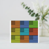 Mehrfarbige US-Flagge mit überprüfter Vektorgrafik Postkarte (Stehend Vorderseite)