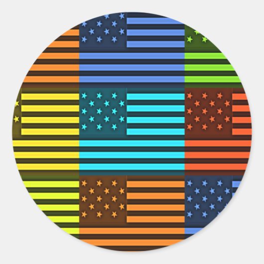 Mehrfarbige US-Flagge mit überprüfter Vektorgrafik Runder Aufkleber (Vorderseite)