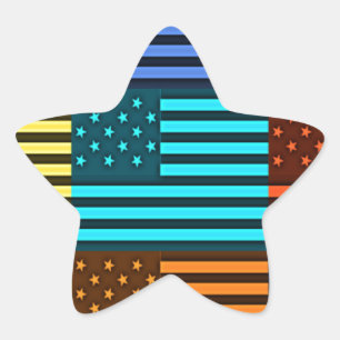 Mehrfarbige US-Flagge mit überprüfter Vektorgrafik Stern-Aufkleber