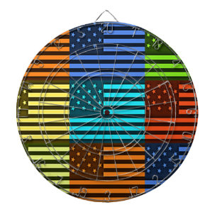 Mehrfarbige USA-Flagge Kariert: Moderne Abstrakte Dartscheibe