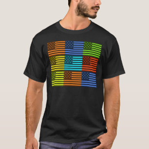 Mehrfarbige USA-Flagge Schachbrett-Vektor-Kunst  T-Shirt