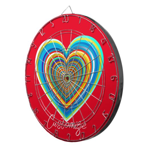 Mehrfarbige Valentinherz Thunder_Cove Dartscheibe (Vorderseite rechts)