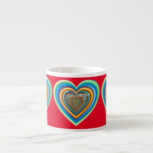 Mehrfarbige Valentinherz Thunder_Cove Espressotasse (Vorderseite)
