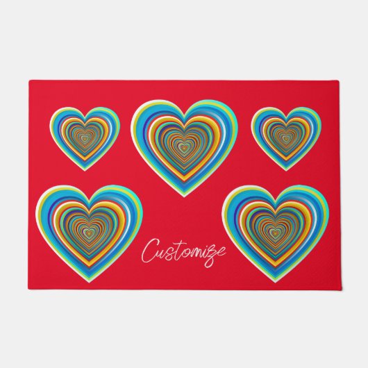 Mehrfarbige Valentinherz Thunder_Cove Fußmatte (Vorderseite)